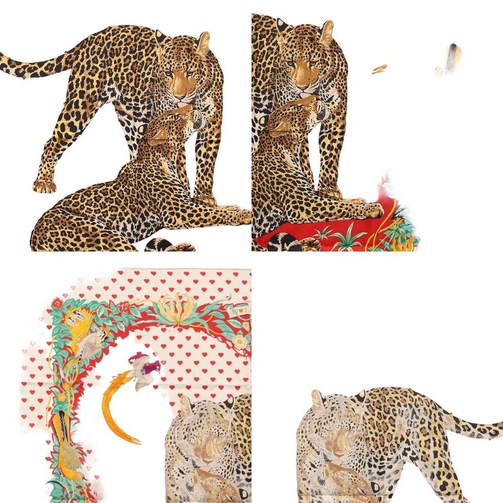Hermes Silk Carre 90 Scarf In Jungle Love White - Picture 8 of 9